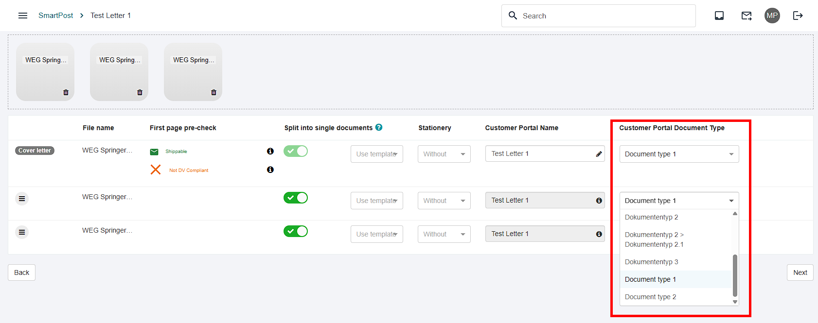 Individual Document Types in SmartPost
